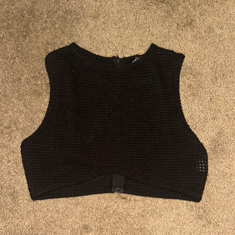 Black Knit Crop Top